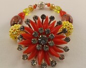 Vintage focal, Tangerine,summer jewelry, Orange,ooak, bright, colorful, Todays Trends, Stylish... FPB- 19