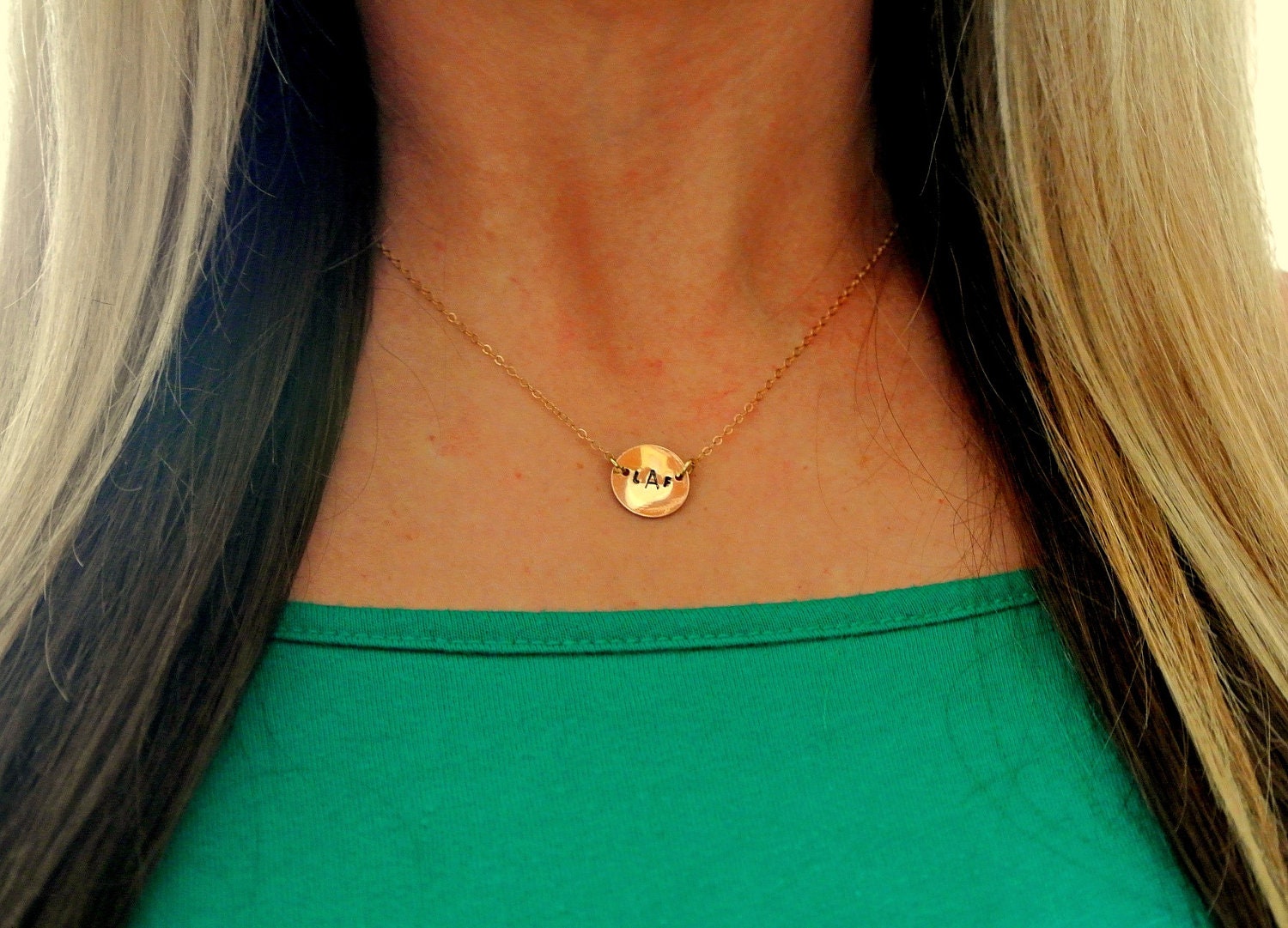 MONOGRAM DISC - Sterling Silver OR Gold-Filled - Personalized Necklace  - Initial Circle Necklace - Monogram Necklace - Minimalist Necklace