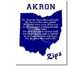 Akron Zips Football Art Print Ohio Map Sports Fight Song 8x10