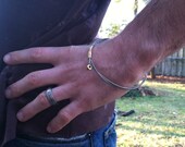 MENS Silver and Gold Recycled/Reused Guitar Bass String Bangle Stacking Bracelet - Great Gift for your Dad Man