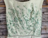 25% sale: 50s 60s Mint green embroidered formal dress gown XS
