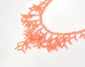 Peach Necklace.  Wedding Necklace. Beadwork. Beaded Handmade Jewelry