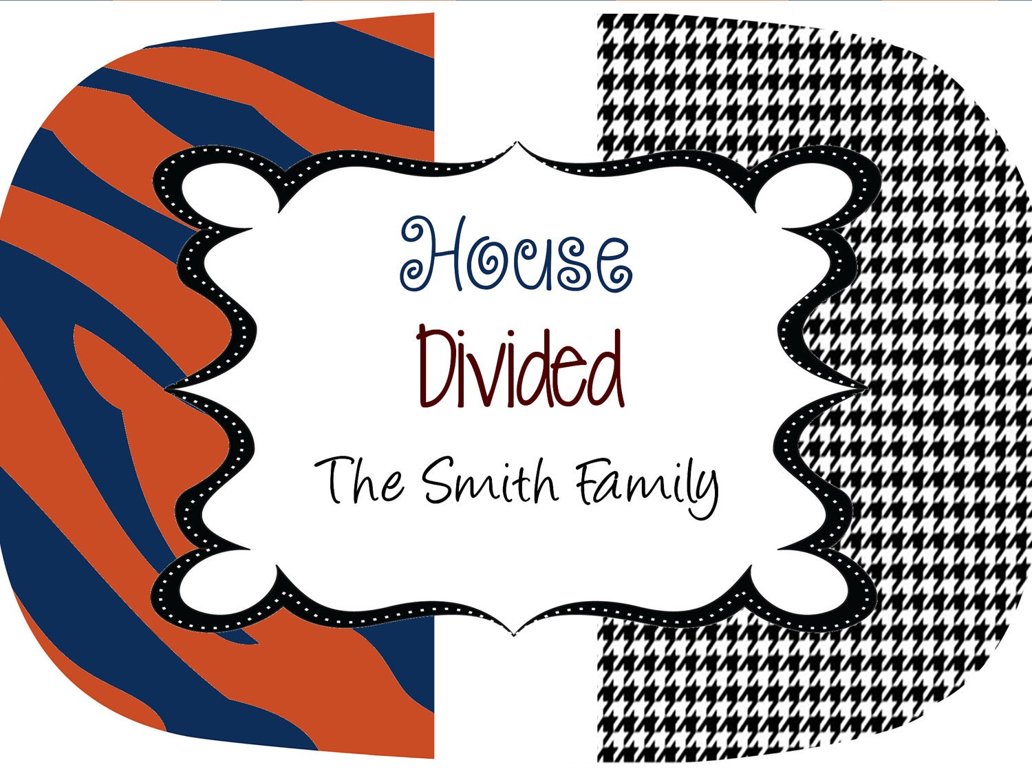 Personalized Melamine Platter 14x11, Personalized Alabama/Auburn Melamine Platter, Personalized Houndstooth/Tiger Platter