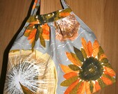 Tote bag made from 1950S barkcloth, lined with Liberty cotton