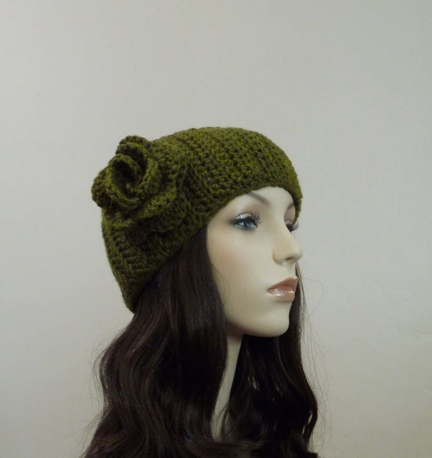 Sage Green Headband - Earwarmers with Flower and Buttons - Ready to Ship fits Women and Teens