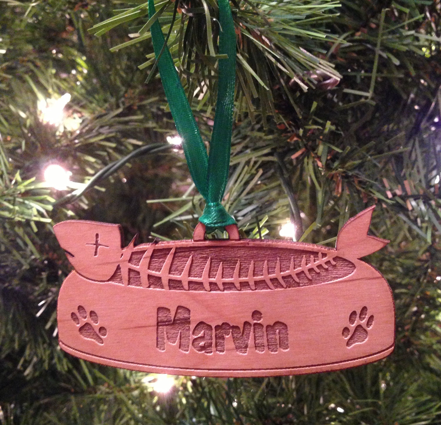 PERSONALIZED Cat Bowl Wooden Ornament