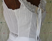Antique Edwardian 1900s Irish lace and cotton petticoat,  lingerie, summer dress, boho, dress