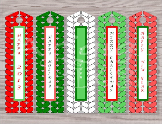 Printable bookmark red green Christmas long gift tags reminder / holiday DIY Il_570xn