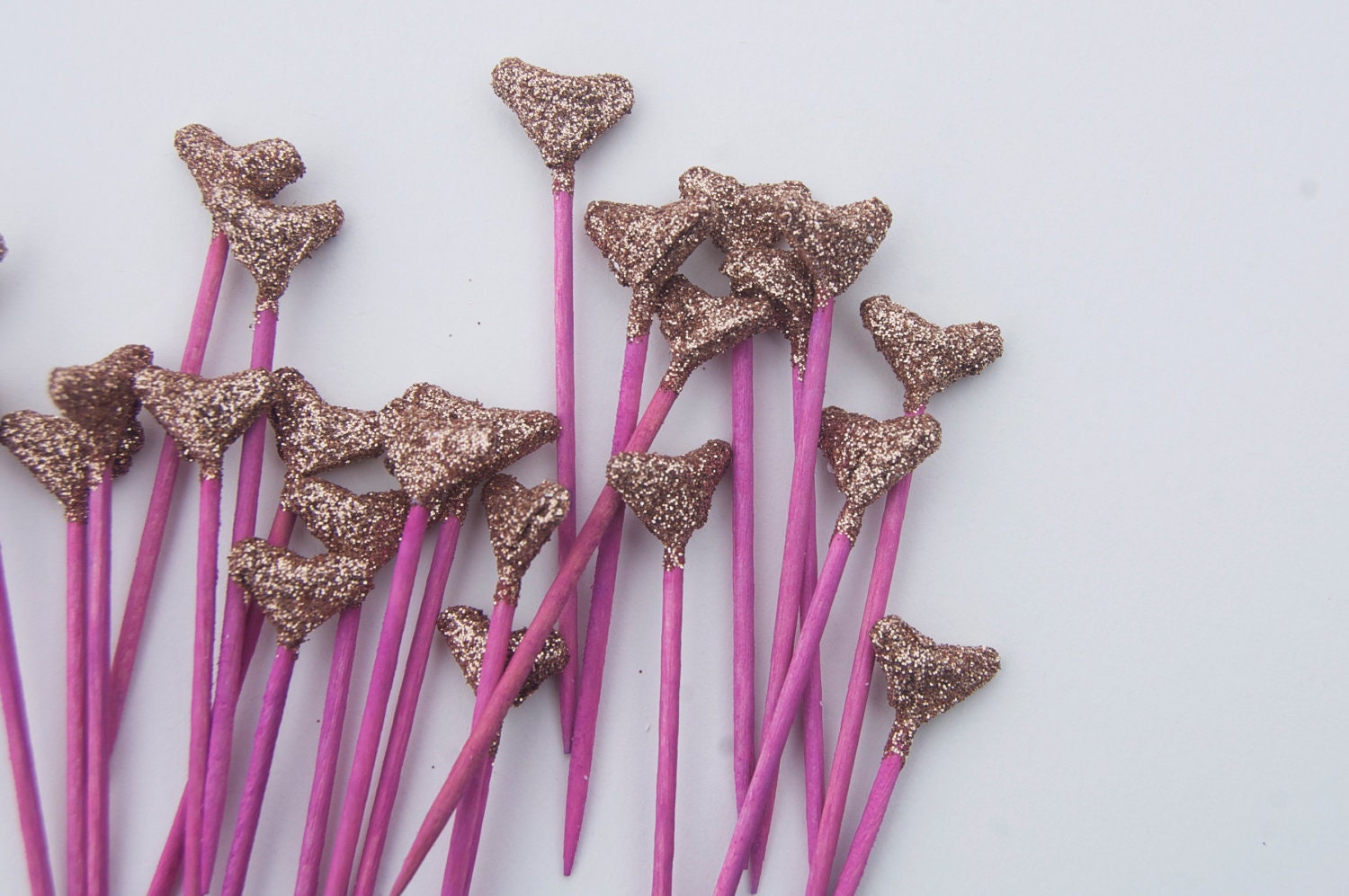 24 gold&purple origami heart cake toppers, birthday,wedding,valentine cake topper