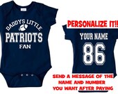 nvy DADDYS mommys patriots fan baby infant toddler onesie t-shirt  personalized new england custom jersey kids clothes t shirt gear