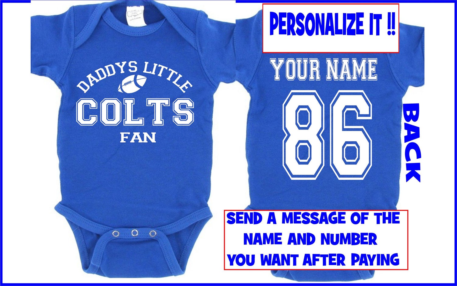 nvy DADDYS mommys colts fan baby infant toddler onesie t-shirt  personalized indianapolis custom jersey kids clothes t shirt gear