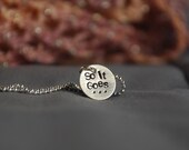 Hand Stamped Silver Charm Necklace Unisex Literary Word Jewelry So it Goes