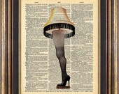 Leg Lamp Dictionary Page art Christmas Story Unique gift book page art print up cycled