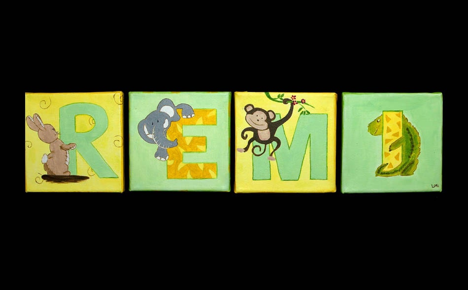 REMI 24X6" Acrylic Children Painting Alphabet Animals
