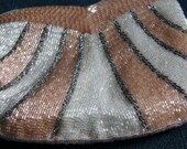 Vintage Beaded Pink and White Evening Bag Purse