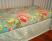 Fitted Crib Sheet Toddler Bedding Amy Butler Turquiose Floral