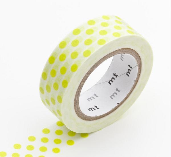 Washi Tape, MT Tape, Moegi, Lime, Neon Yellow Green, Polka Dots, Japanese, Wedding, Birthday