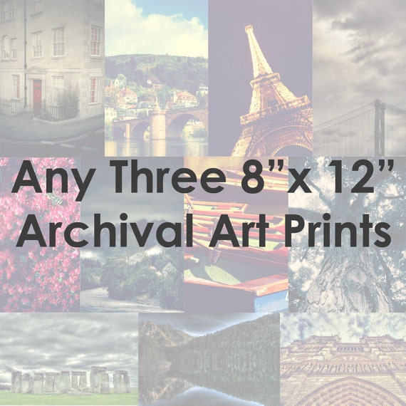 Choose Your Own Photos, Any Three 8x12 Prints, Customizable Photograph