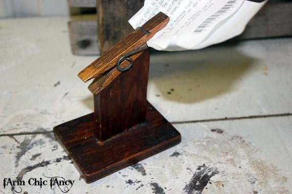 Rustic Kitchen Clip - Farm House - Farm Chic Fancy Desk Memo Holder - Vintage Handmade