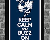 Keep Calm Georgia Tech Yellowjackets NCAA Print Art 11x17