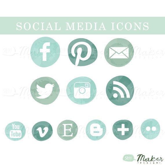Seafoam Ombre Social Media Icon Set