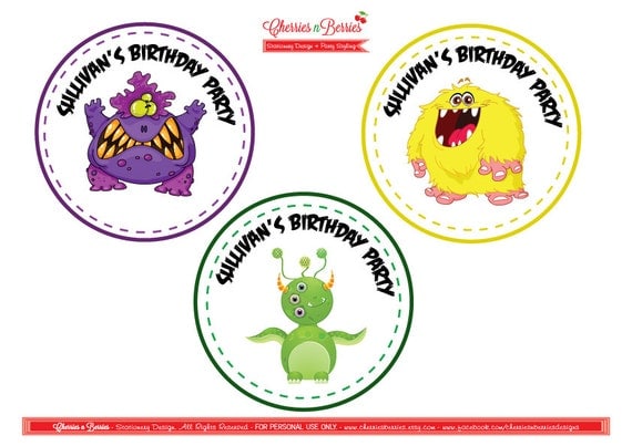 Monsters Bash - Birthday Printable Party Circles Il_570xn