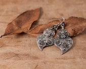 Sterling Silver Filigree Earrings "Heart in Love", Handmade Tradicional Jewelry