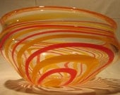 Hand Blown Glass  Bowtie Bowl (Just like Chihuly) Bright Yellow and Red Spider Bowl---------- Made by Pilchuck Glass Artist (13)
