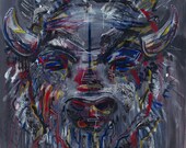 Original "We Are Alive" Buffalo Print 23"x23"
