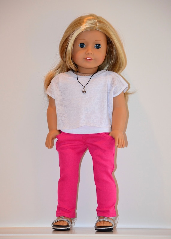 18 inch, American Girl  Doll Clothing. Skinny jeans and knit top ensemble.