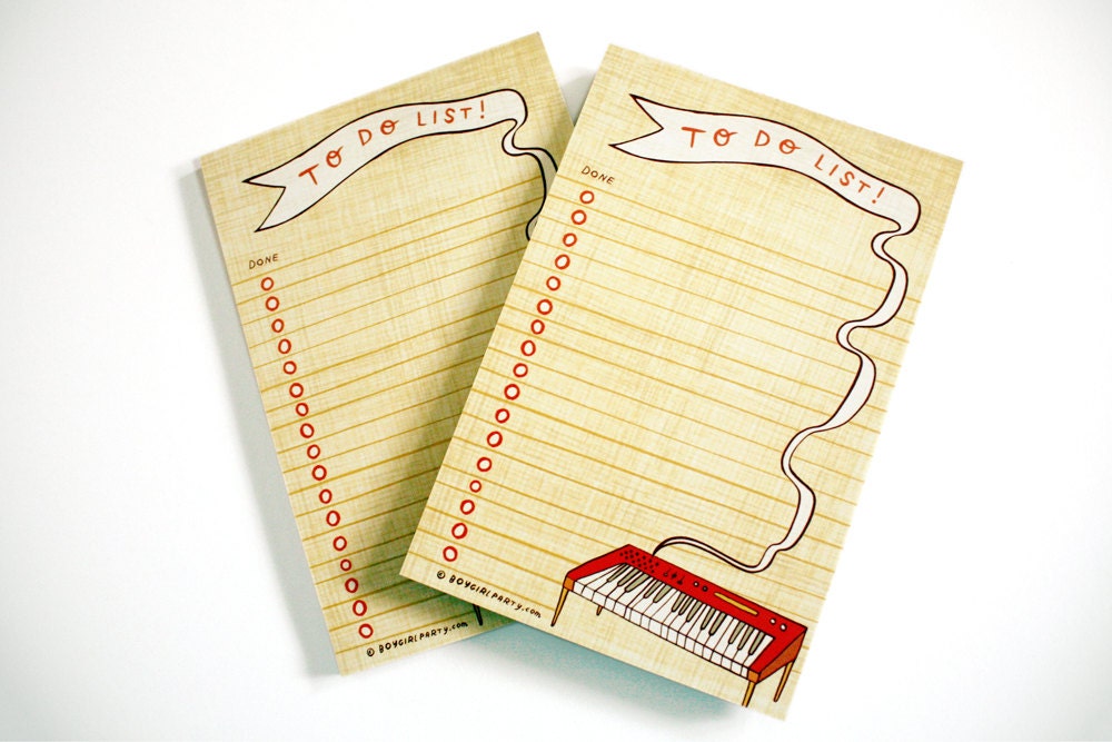 ORGANization TO DO LIST notepad by boygirlparty, list note pad - piano music stationery gift organization