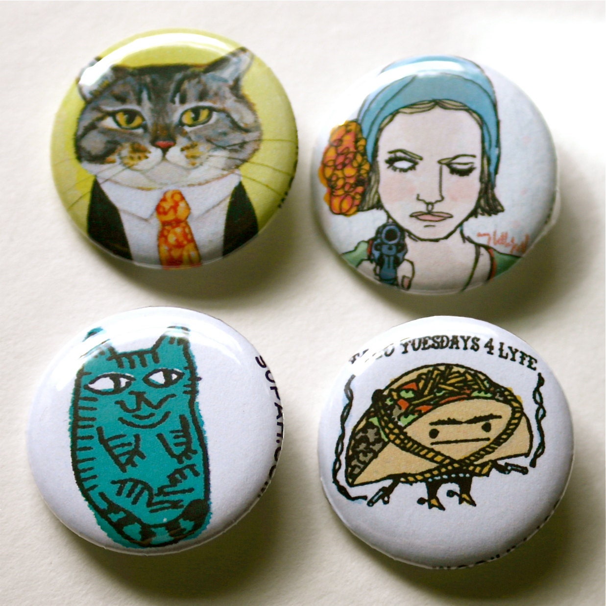 4 supah.com Pinback Button Set 1.25 inch