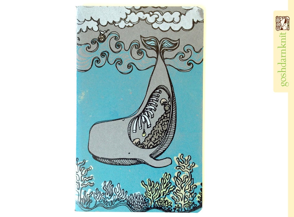 Belly of a Whale Grey Moleskine Cahier . Large . Ruled Pages . Notebook Journal Sketchbook . Underwater Adventure . Moleskin Cover