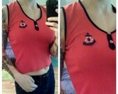 Vintage 70s Stretchy Nautical Anchor Tank ON SALE