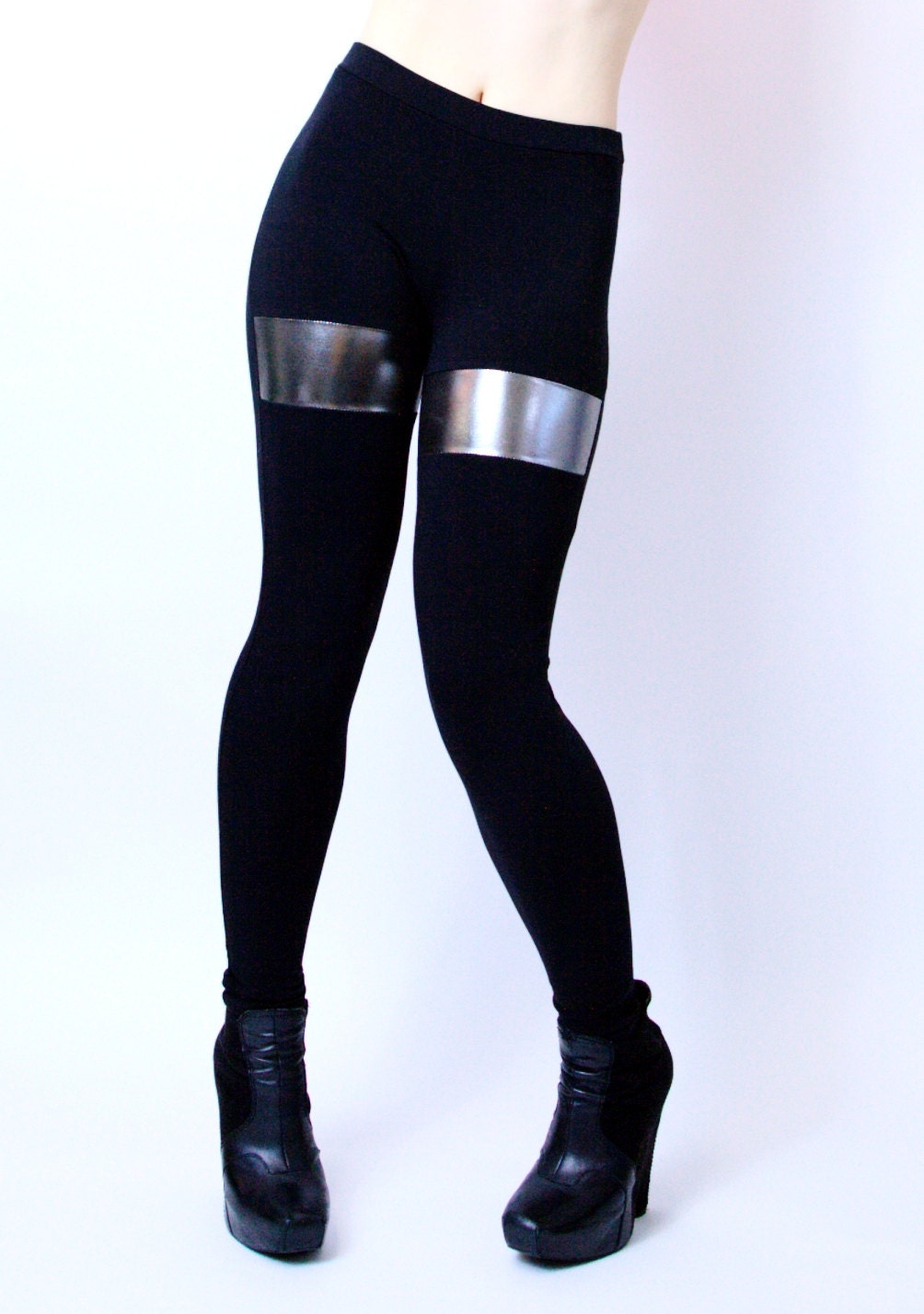 black metallic leggings