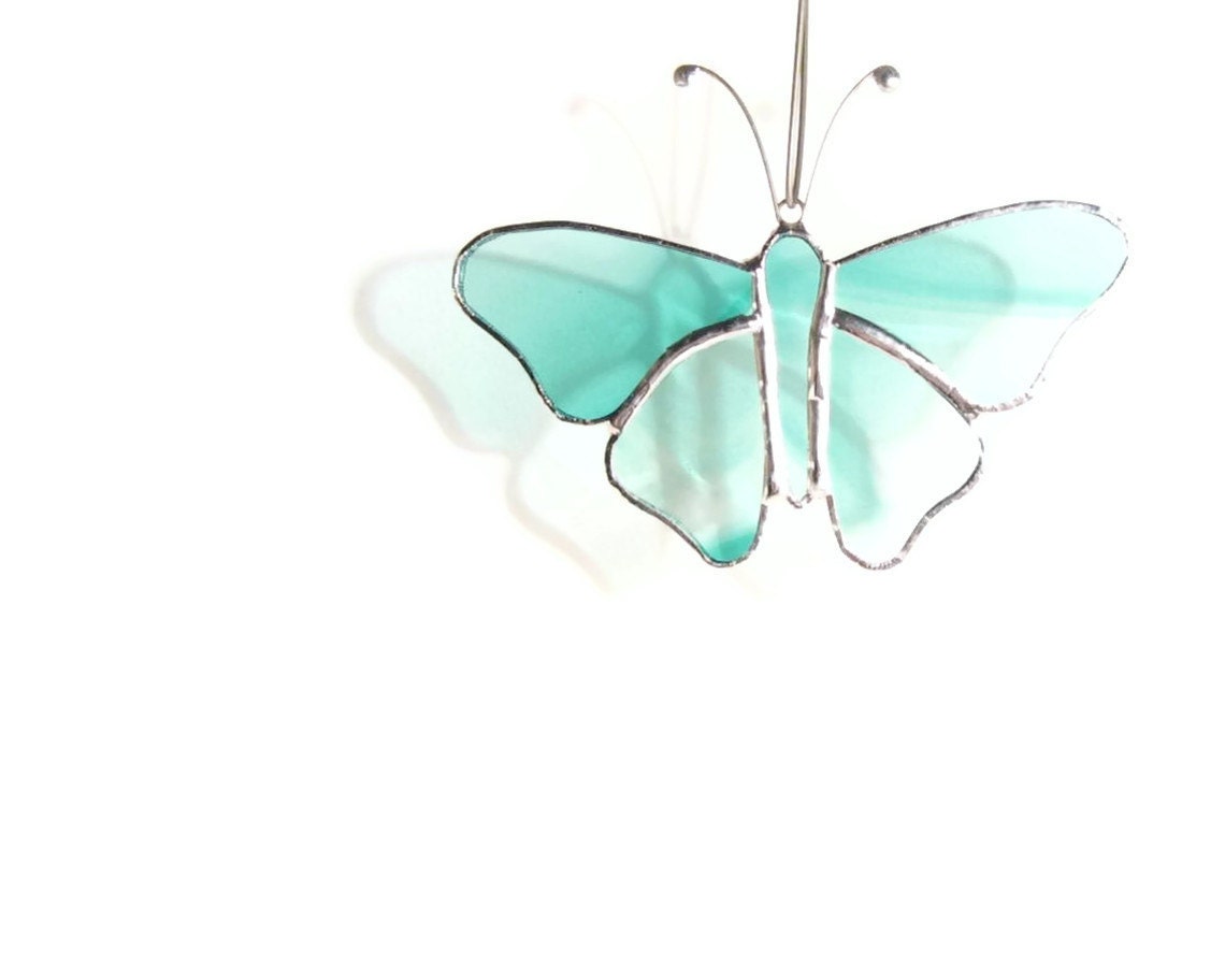 Emerald Green Butterfly Stained Glass Suncatcher