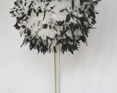 14" Chandelle Feather Kissing Ball, Dyed tip feathers, Feather Ball, centerpiece ribbon, crystals, pearls,pomander, bouquet