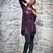 Winter fashion - dark purple sweater tunic with wrap shawl