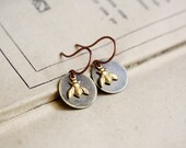 Busy bee - dainty disc earrings / mixed metals minimalist jewelry