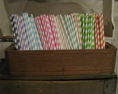 Paper Drinking Party Straws -- You Choose Colors -- set of 20 -- Stripes -Solids -- 41 colors to choose from Il_170x135