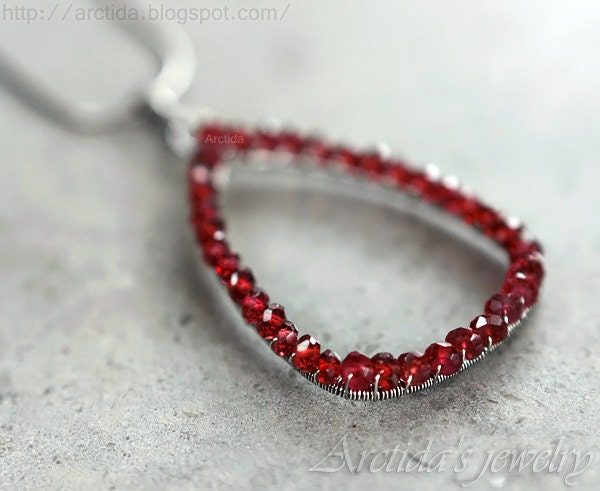 Science jewelry Rabies virus pendant Garnet necklace sterling silver Microbiology weird doctor gift idea burgundy red garnet jewelry ohtteam