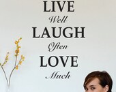 live well - laugh often - love much Wall Decal Quote Large vinyl wall art Wall Quote