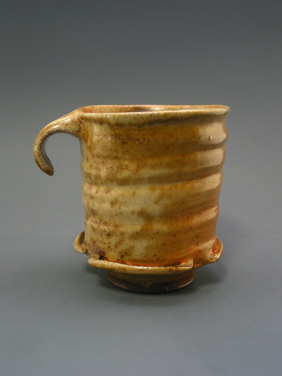 Big Mug, wood fired stoneware with shino and natural ash glazes