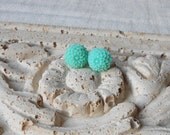 Mint Flower Earrings, Seafoam Stud Earrings, Green Earrings, Chrysanthemums, Mini Mums