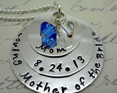 Set of TWO - Custom Wedding Jewelry - Mother of the Bride - Mother of the Groom Hand Stamped Sterling Silver Necklace - Personalized