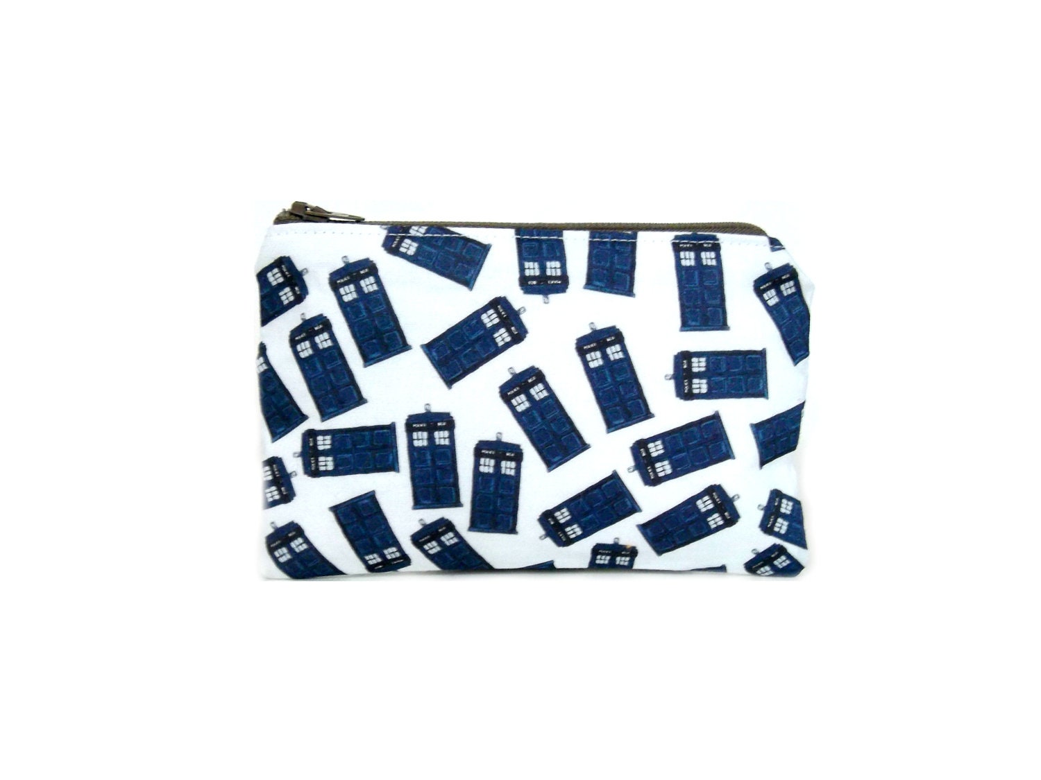 Dr Who Zipper Pouch / Camera Bag in Tossed Tardis