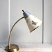 Vintage Mid Century Butterfly Desk Lamp / Brass, Gooseneck Lamp, Fiberglass Shade