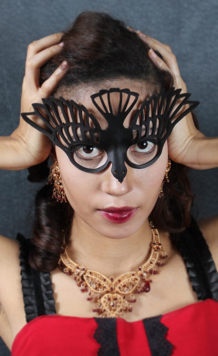 Bird Mask in Black Leather