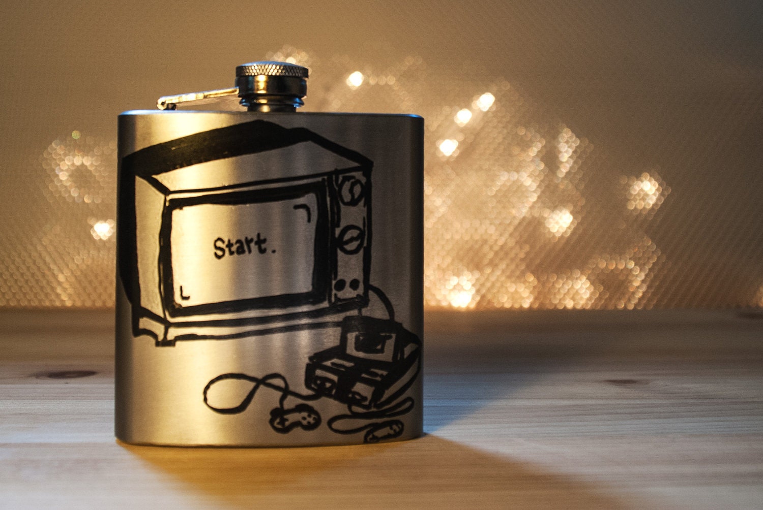 Hand Drawn TV Video Game Style Flask