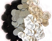 70th Birthday Party Confetti 3/4 Inch Circles - Still Fabulous at 70, Black, Silver and White Il_170x135